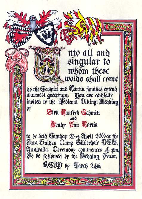 Viking Wedding Invitation This piece which measures about 40 cm x 29 cm 